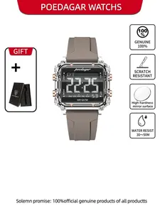 POEDAGAR Top Fashion Sports Men's Digital Watch Waterproof Week Date Alarm Clock Men's Watch Silicone Strap LED Electronic Men's Watch Men's Style