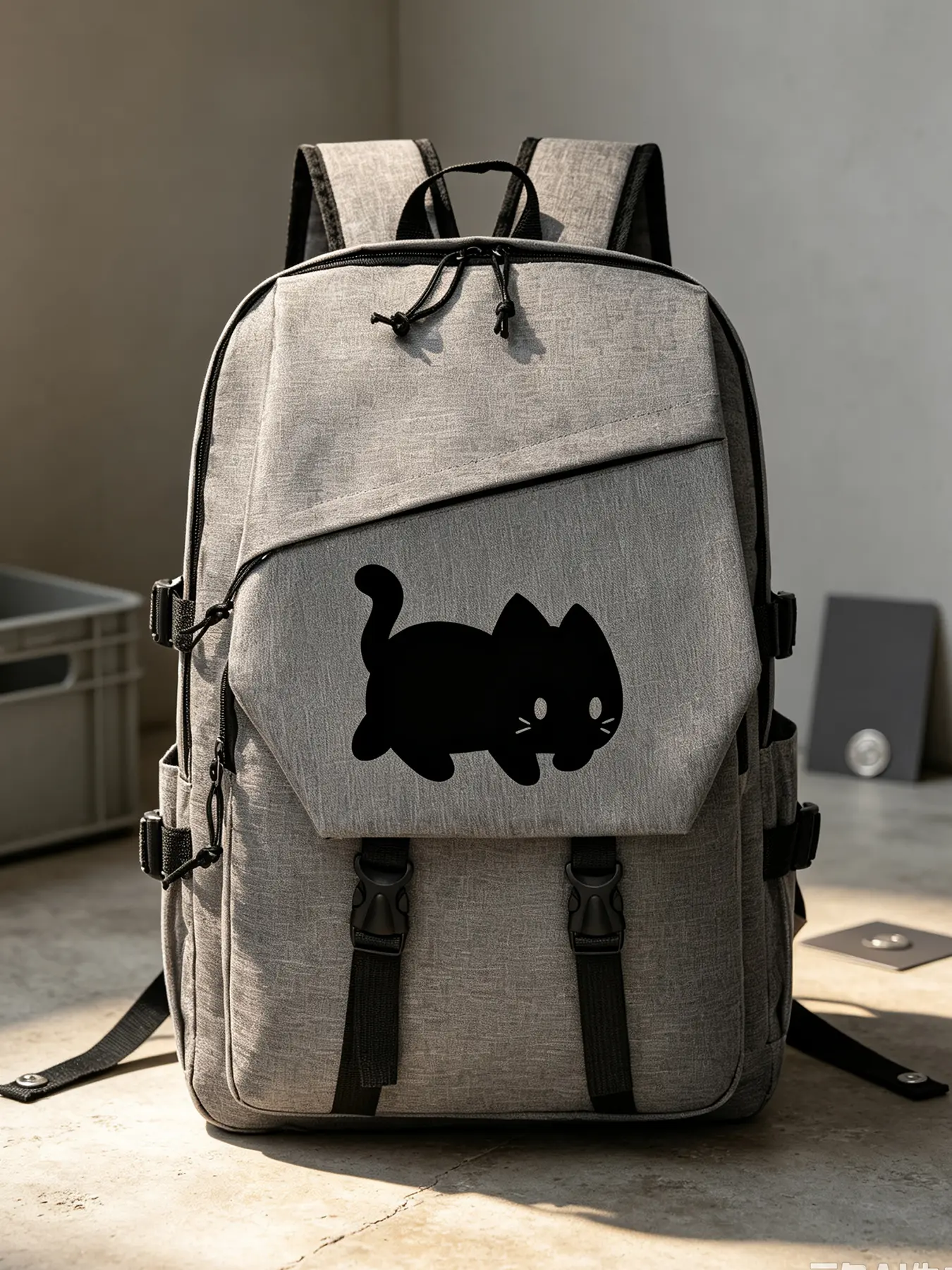 Cat Print Fashion Commuter Backpack, Unisex Flip Cover Laptop Backpack with Multi Compartments, Everyday Backpack, Casual Daypack for Office, Work, Outdoor Trip, Perfect Holiday Gift for Men Women