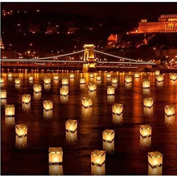 20 PCS Biodegradable 5.9-Inch Floating Candle Chinese Paper Lanterns for Wishing Praying Blessing Wedding Festival Event Memorial Pool Side Decoration (20 Pack)