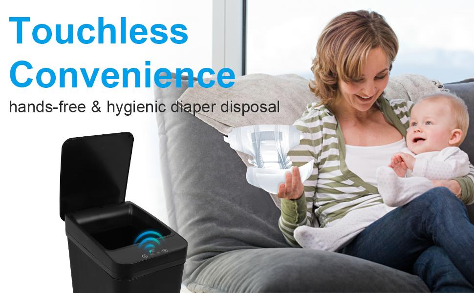 Bathroom Trash can,Smart Touchless Trash Can,Automatic Motion Sensor Trash Bin With Lid,2.4 Gallon Garbage Can, Kitchen, Bathroom, Office, Bedroom Trash can (Black)