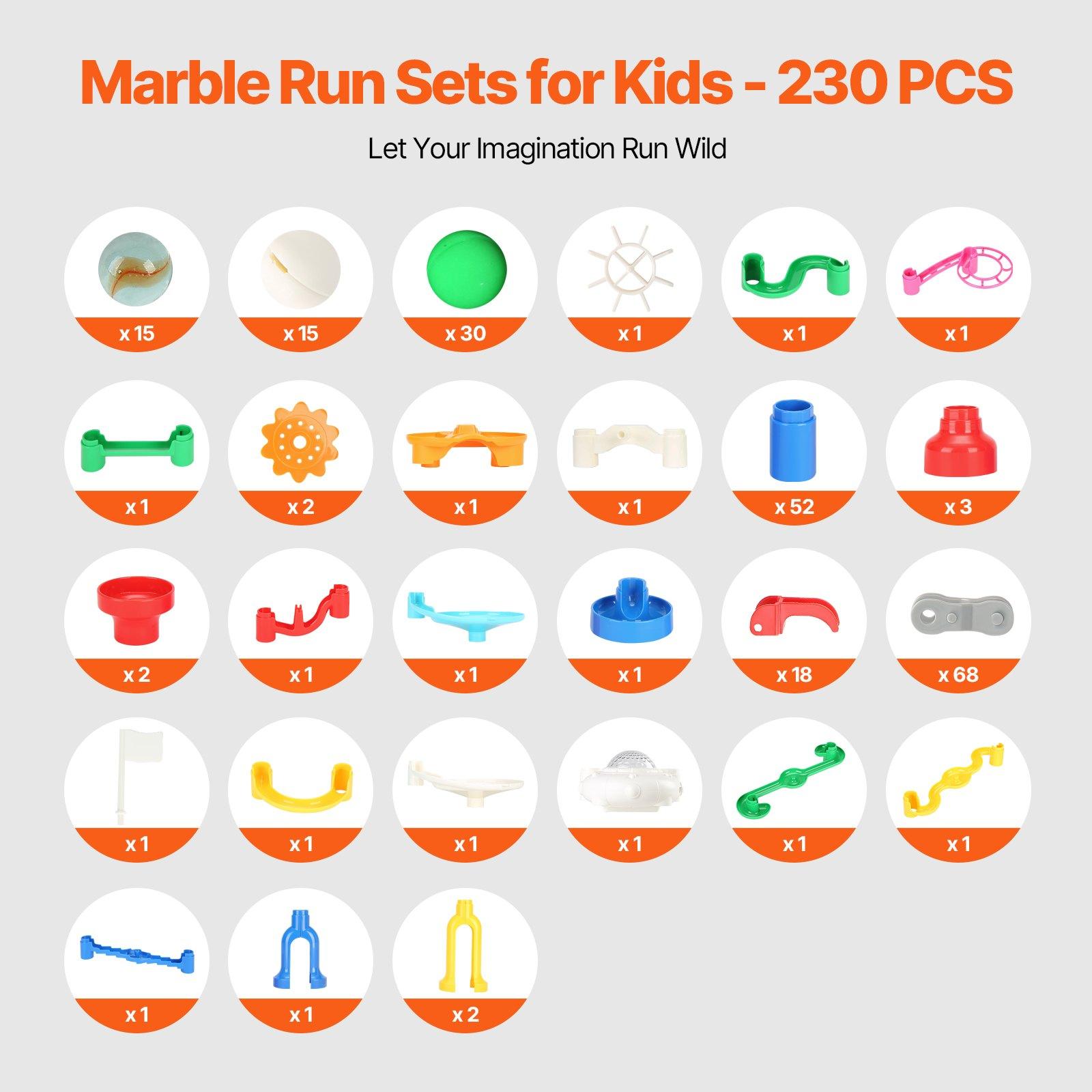 VEVOR Marble Run Set, 230 PCS with Motorized Elevator, with 15 Plastic ...