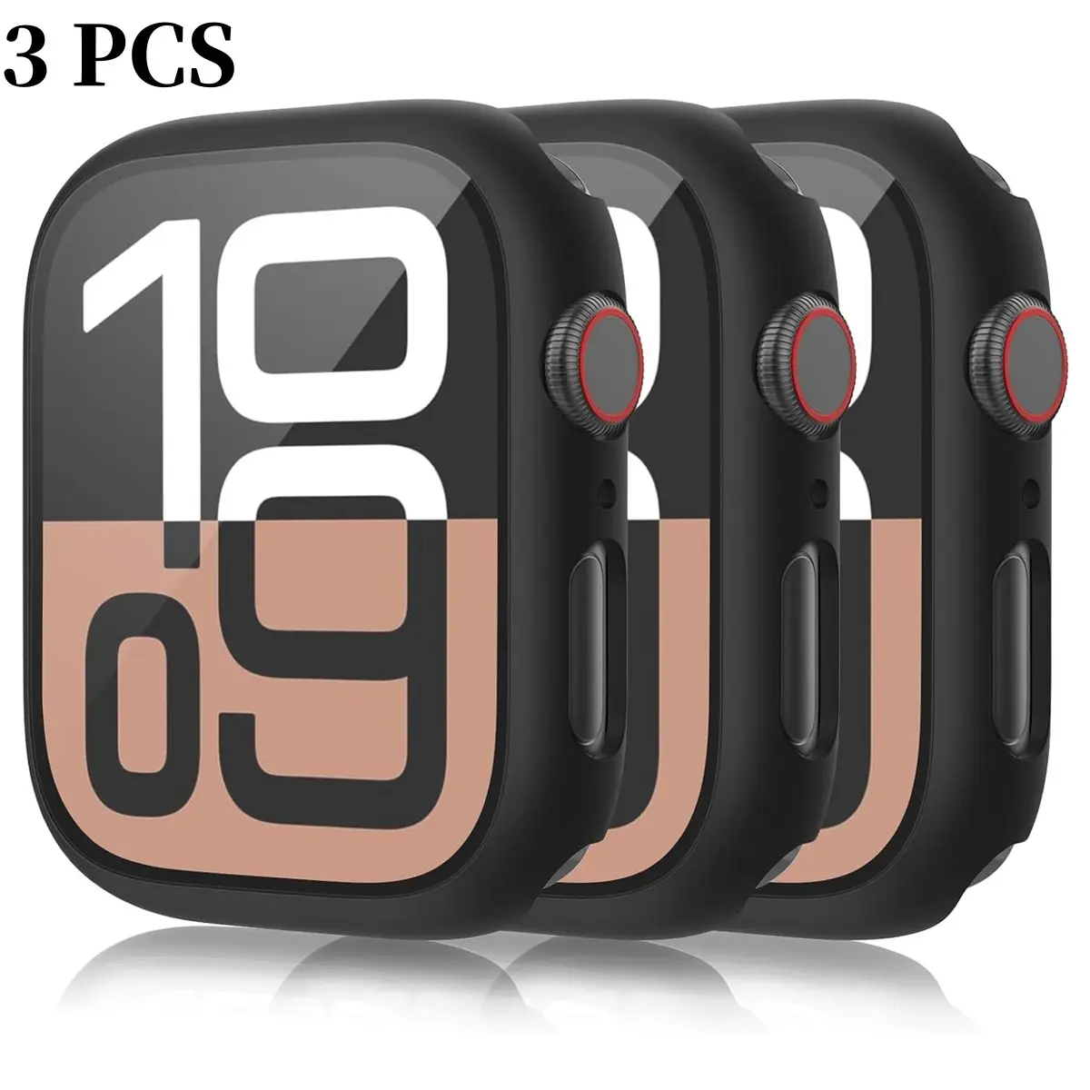 3pcs/set Men Women Pc + Tempered Glass Integrated Case, Anti-drop Fashionable Casual Protective Cover, For Apple Watch Case 40/41/42/44/45/46/49mm, For Apple Watch Series Ultra/SE/11/10/9/8/7/6/5/4, Intelligent Watch Accessories