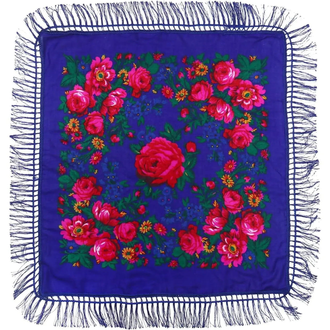 Bandana Printed Hair Scarf Square Ukrainian  Scarf Floral Babushka  Scarf for Women 30"/42"/60"