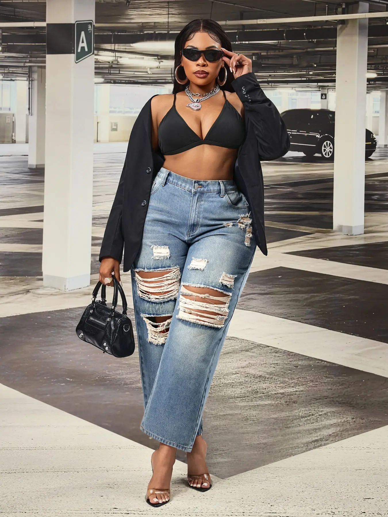 Women's Plus Size Ripped Washed Loose Wide Leg Casual Comfy Jeans, Long Pants for Casual Wear, Comfortable and Stylish Denim Bottoms, Perfect for Everyday Use