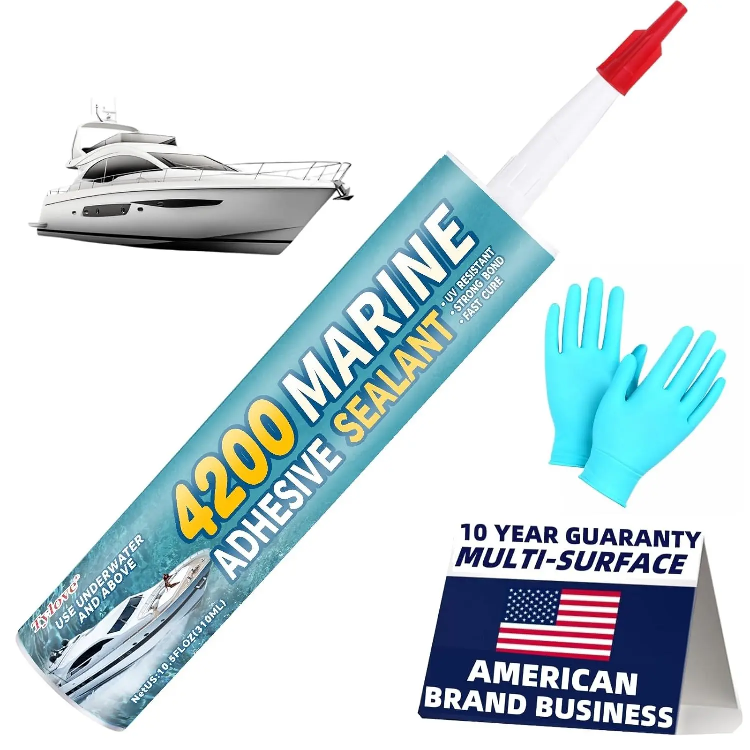 4200 Marine Sealant Clear - UV-Resistant Waterproof Adhesive for Boats, Windows, Glass & Marine Applications Eco-Friendly, Low Odor (10.5 Oz Tube)