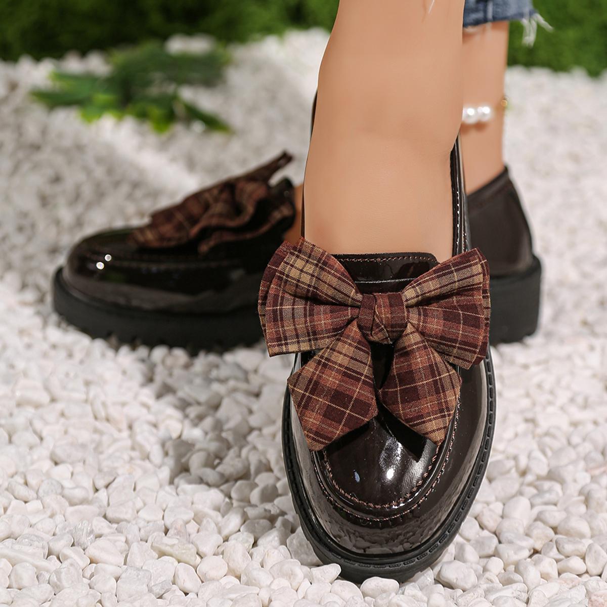 Womens Loafers Shoes Bow-knot Platform Chunky Penny Loafer Lug Sole Comfortable Slip On Work Office Business Casual Dress Shoes