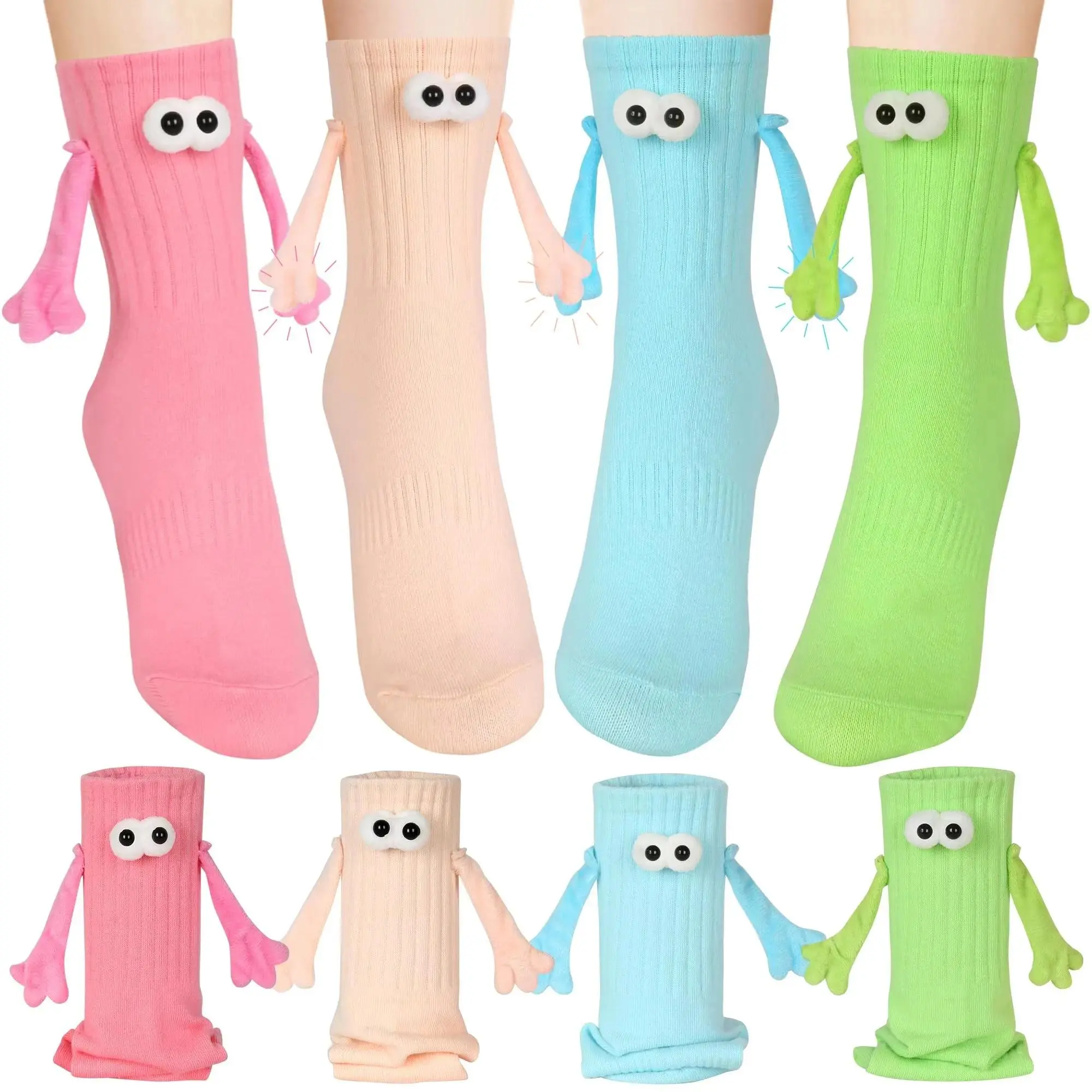Magnetic Holding Hands Socks Novelty Funny Women Men Couple Socks Valentine's Gifts For Couples Anniversary Best Friends Teens