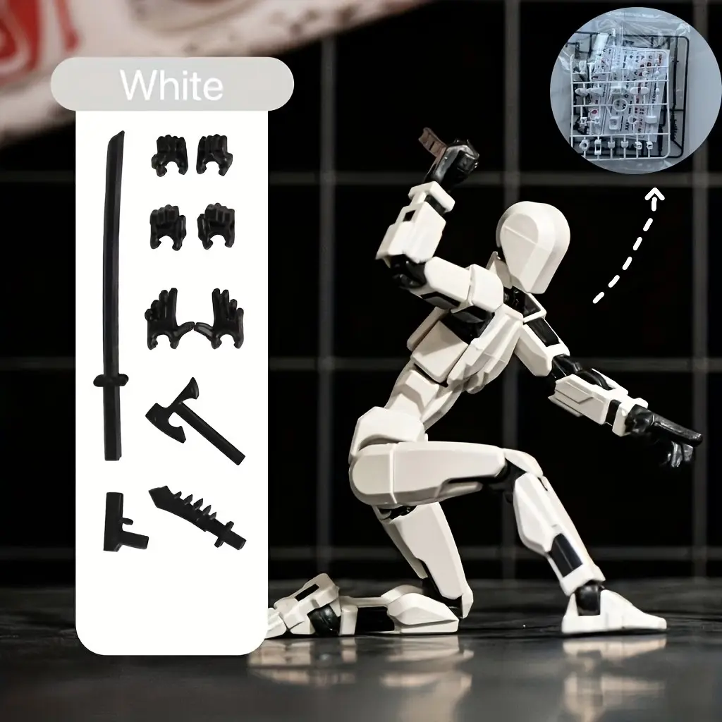 Multi-Jointed Action Figure Set, 3D Robot Model, Creative Desk Decor, Perfect Gift for Holidays, Includes 3 Hand Poses and 4 Accessories
