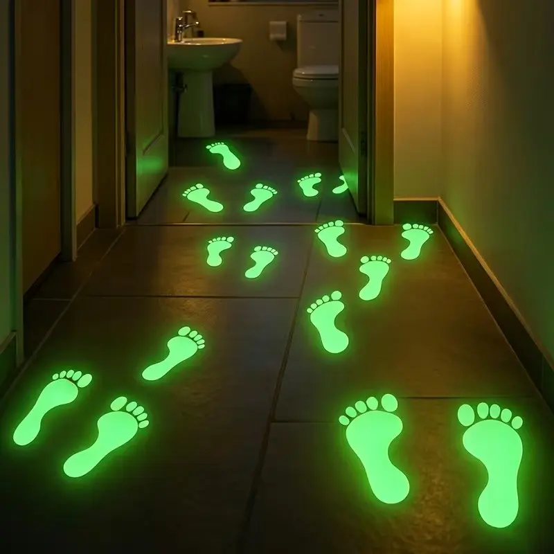 Glow-In-The-Dark Foot Wall Sticker, Self-Adhesive 2D Flat Design, Modern Style for Bedroom, Living Room, Hallway Decor
