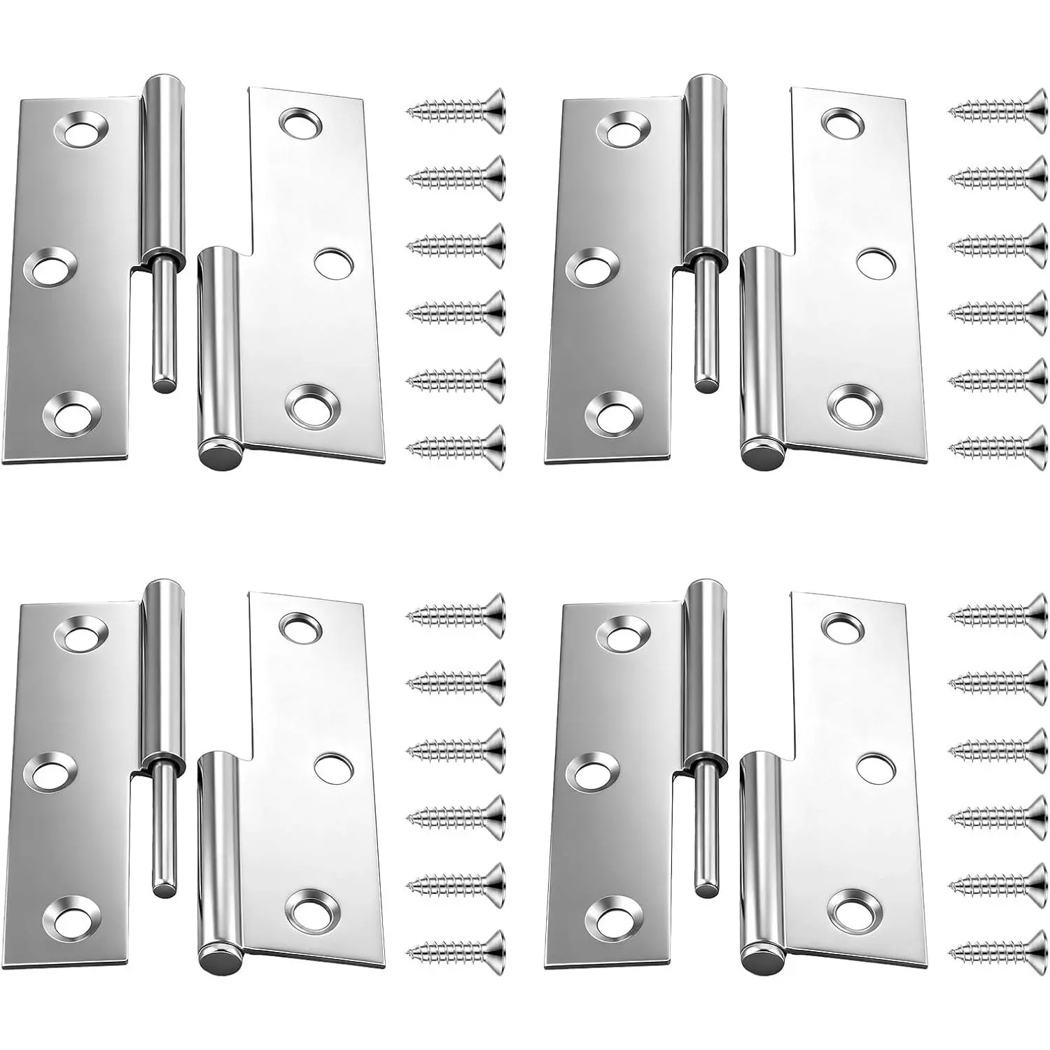 2 count Stainless Steel Lift Off Hinges 3Inch Right Handed Detachable Small Lift Off Hinge Slip Joint Flag Hinge Rising  Cabinet Door Hinges with Screws