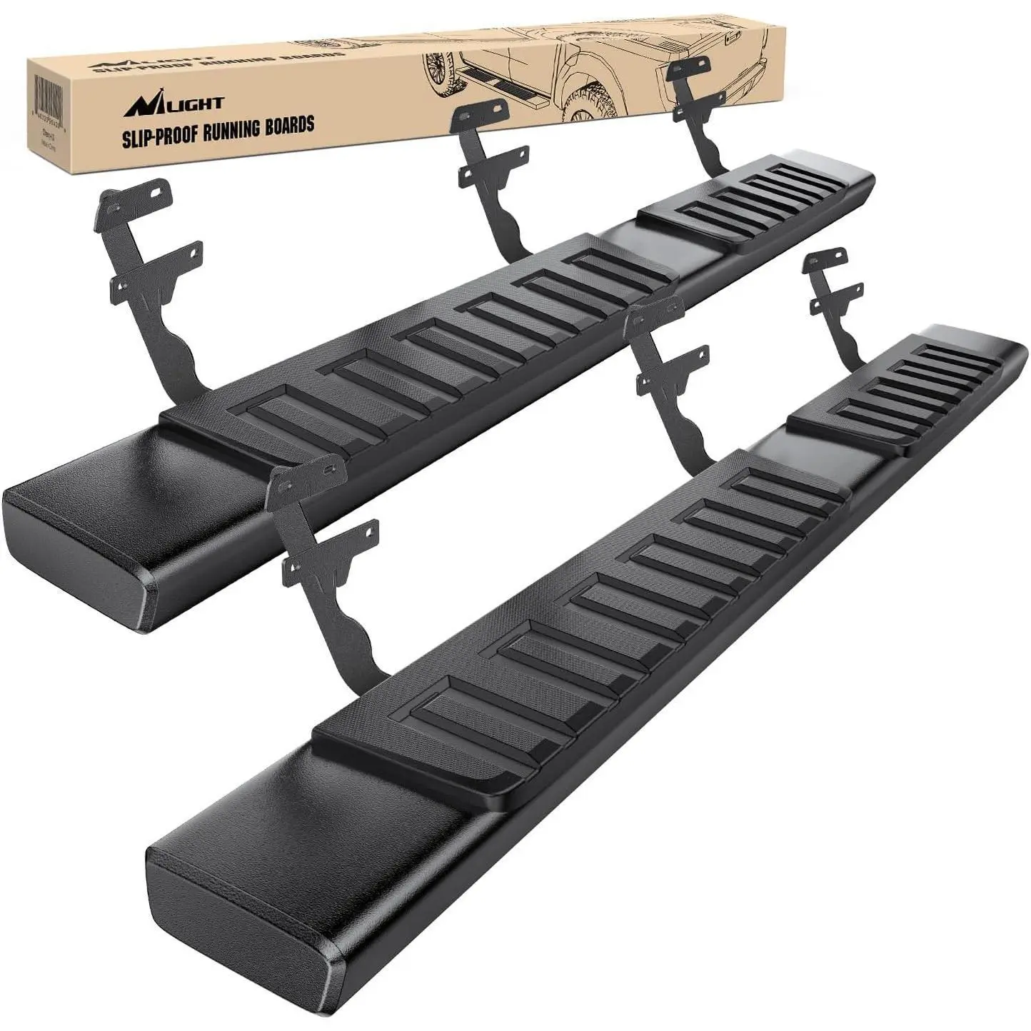 Nilight Stainless Steel Running Boards, 6-in Side Step Nerf Bars for 2015-2026 Ford F150 Quad Cab (2 Full-Size Doors & 2 Half-Size Doors)