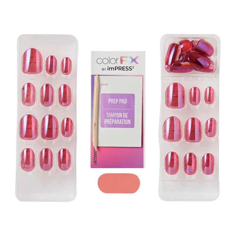 colorFX by Impress No Glue Fake Press On Nails - Around You | Solid, Pink, Short, Oval, Manicure