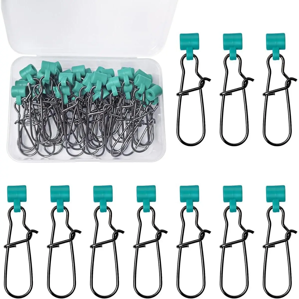 40 count Stainless Steel Fishing Line Sinker Slides Catfishing  with Duo Lock Snaps Heavy Duty Sinker Slider Swivel Snap Kit for Fishing Tackle