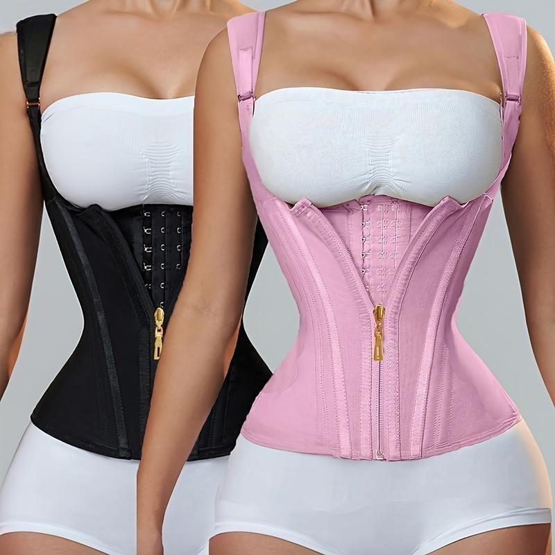 Waist Trainer Corset for Women |       Adjustable shoulder straps and steel frame support |       Double Compression Shaper with Zipper Closure |       Fashionable black, smooth latex fabric |       Vest for Control of Abdomen, Can Enhance Posture and Wai