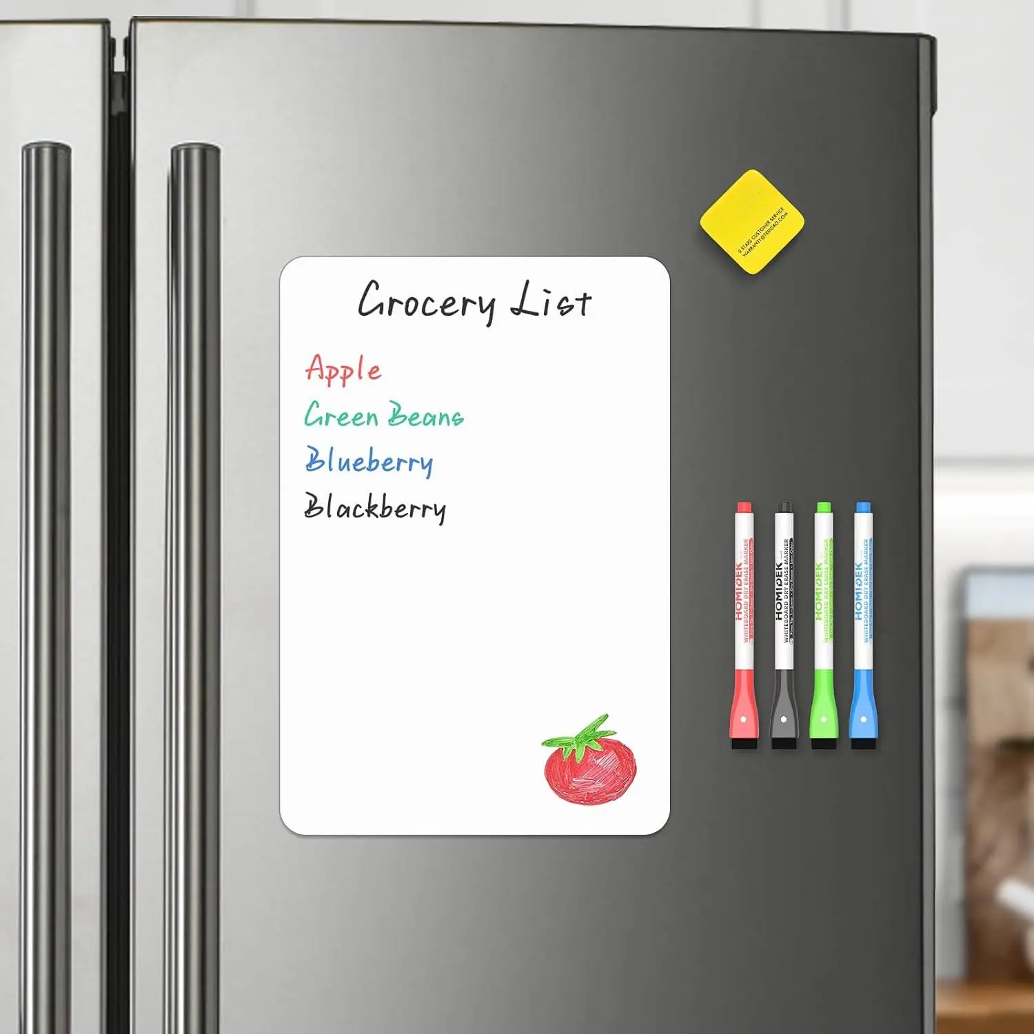 Whiteboard for Fridge, Refrigerator Dry Erase Board, Small White Board with 4 Markers and 1 Eraser, 12 x 8 Inches