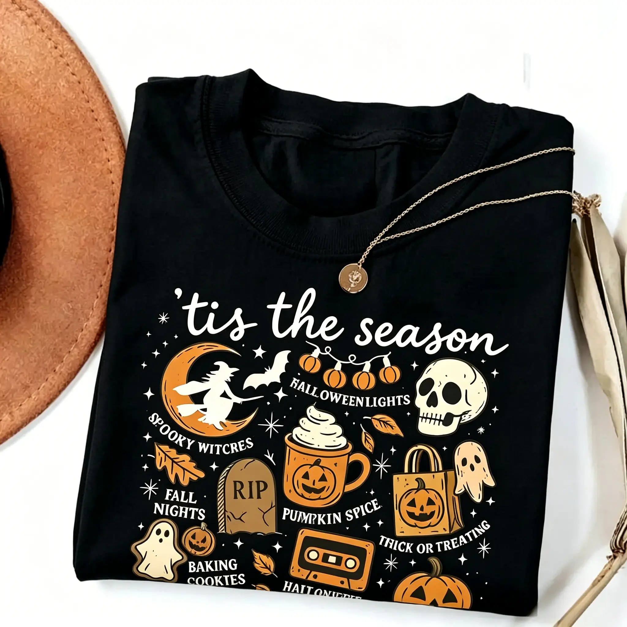’Tis the Season Halloween T-Shirt |   Pumpkin Ghost Fall Graphic Tee |   Spooky Autumn Holiday Shirt |   Cute Witch Trick or Treat Top