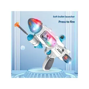Electric Toy Soft Bullet Gun with Sound & Light Effects for Boys Girls Battery Powered Grey ABS Material 3-6 Years Birthday Party Gift