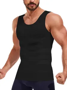 Men's Compression Tank Top, Slimming Shaping Underwear, Sporty Halter Neck, Waist Cinching, All-Season Wear, Plain Surface, Unlined, Waist Training Vest