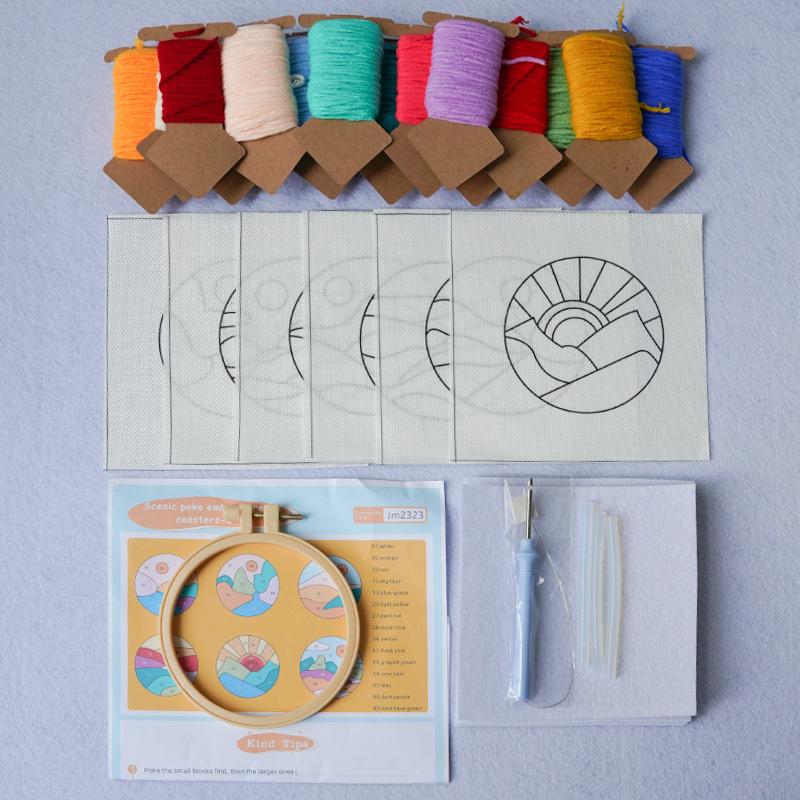 DIY Punch Needle Embroidery Kit Complete Craft Set With Patterns Tools Threads And Hoops Creative Handmade Project For Beginners Ideal For Home Decor And Leisure Crafting Activities