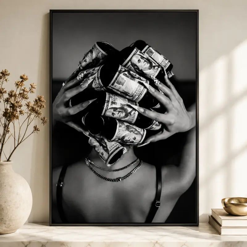 Black Woman Poster, Modern Girl Art, Fashion And Money Wall Decor, Contemporary Feminine Style, Chic Bedroom Decor, Living Room Accent, Trendy Apartment Art, Stylish Gift For Her, Glamorous Home Style