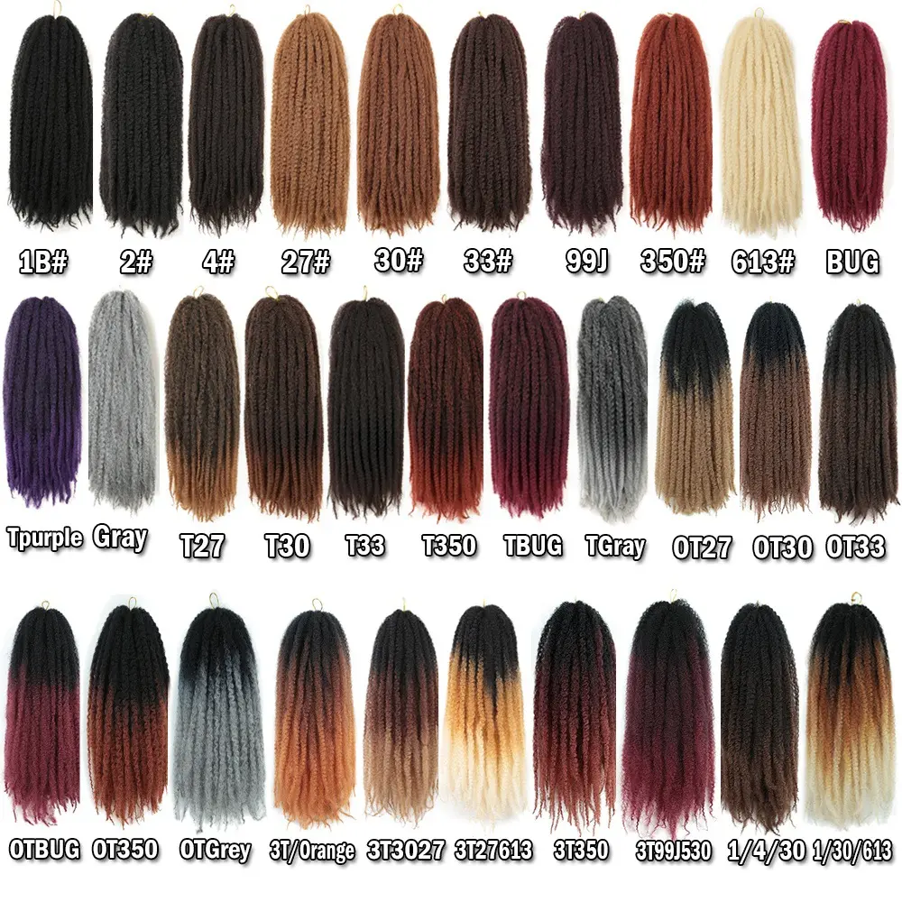 Afro Kinky Curly Dirty Braid Marley Twist Synthetic Wig, Hand-Torn Caterpillar Hair Extension Piece