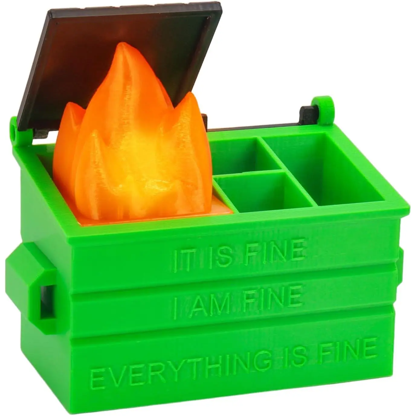 Dumpster Pencil Holder with Flame Light Pen Holder Desk Accessories | Funny Dumpster Desk Decor for Office Christmas Decor Workspace Organization