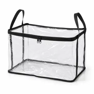 Large Transparent Plastic Storage Box with Zipper Flip Lid, Durable High-Capacity Dust-Proof Container, Ideal for Camping, Attic, Moving, Clothes, Books, Clear Plastic Organizers