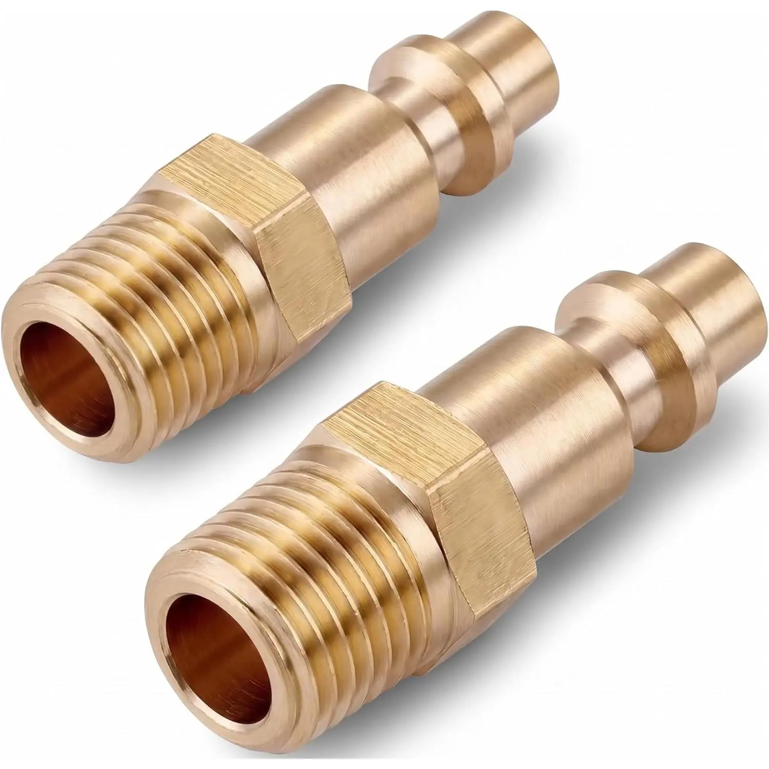 2 count Brass 1/4" NPT Industrial Quick Connect Air Fittings, M-Style Air Coupler and Plug Kit for Air Compressor, Pneumatic Tools