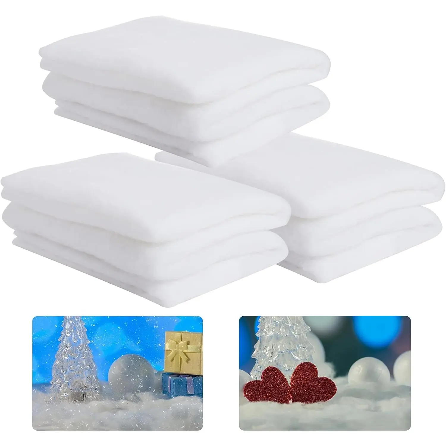 3 Pack 3 x 8 Ft Fake Snow Blanket Thickened Christmas Faux Snow Sheet Artificial Snow Roll for Crafts Birthday Gifts Village Display Photo Prop