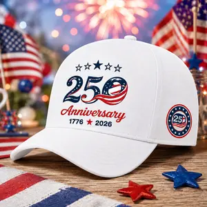 250 Anniversary 1776–2026 Baseball Cap White Patriotic USA Flag Star Curved Brim Hat, Independence Day Limited Edition Dad Hat for Men Women, 4th of July BBQ Party Summer Outdoor Casual Travel Streetwear Sports Gift