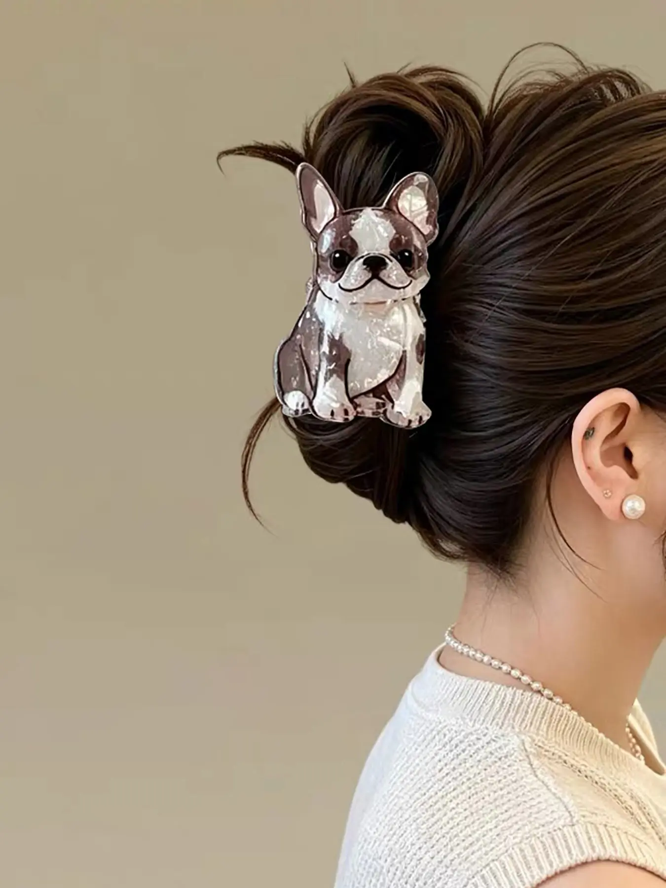 Cute Cartoon Animal Puppy Hair Claw Clip, Creative Dog Hair Clip, Back of Head Ponytail Holder, Versatile Hair Accessory