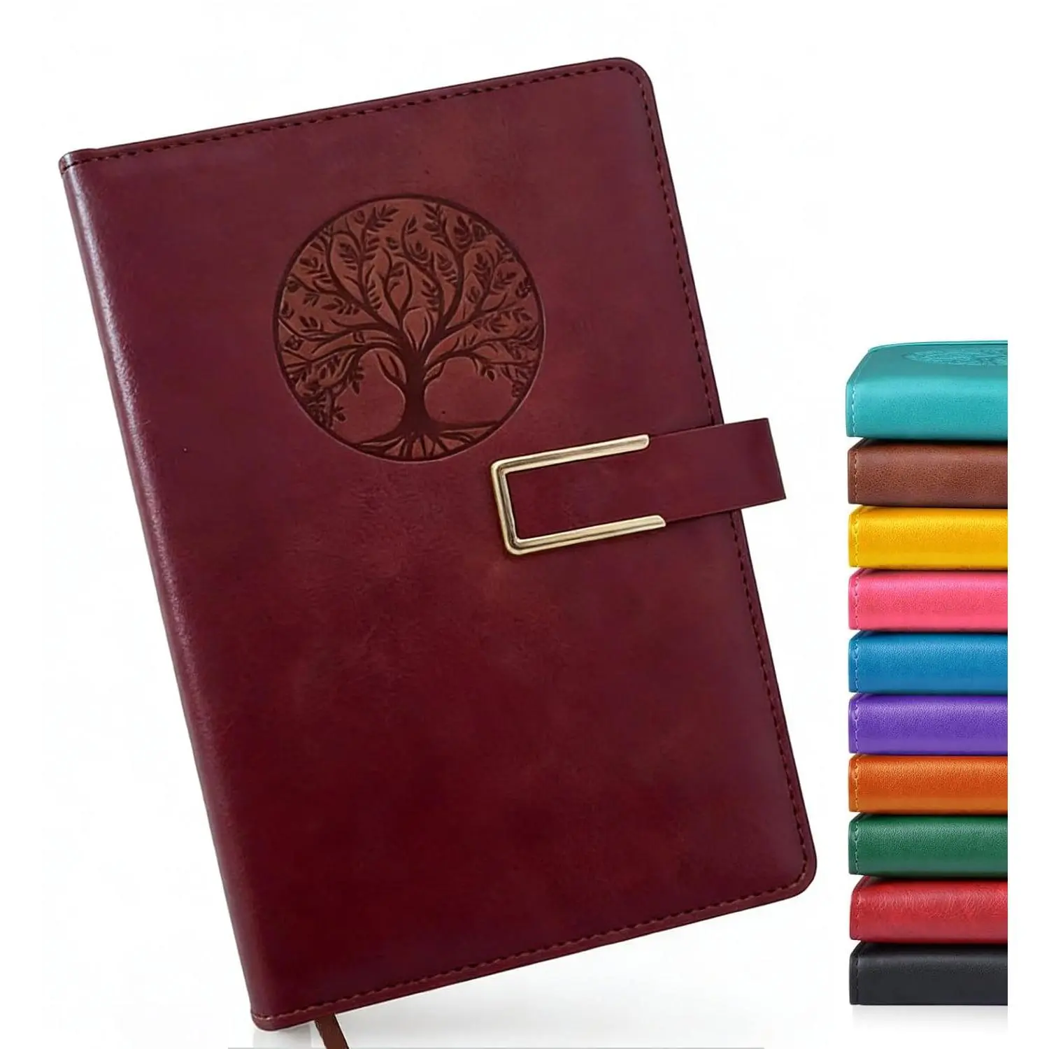 100 pages of A5 Hardcover Leather, suitable for writing, travel, business, work, and school/university designated notebooks, diaries, and notebooks. The cover features a  buckle design for both men and women ( red)