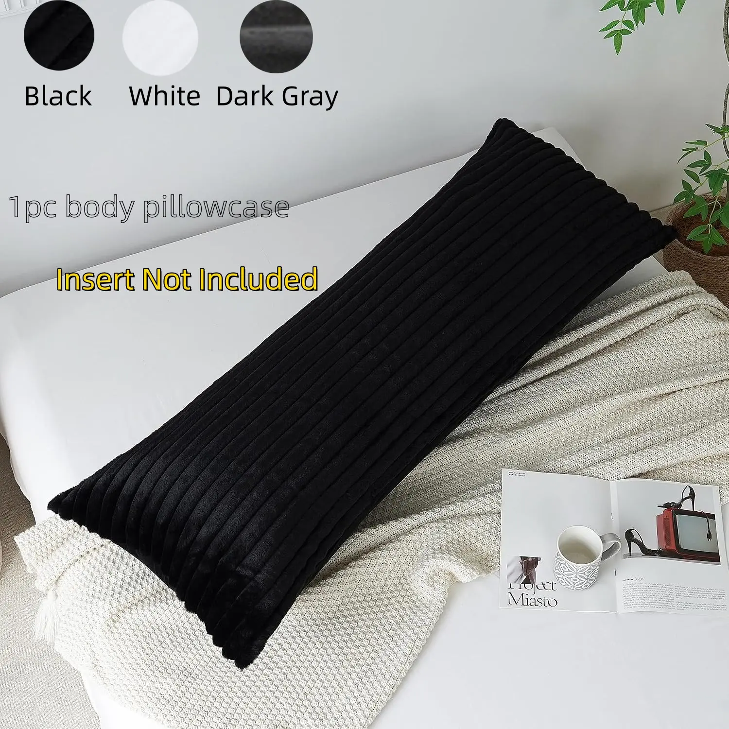 Plush Soft Striped Body Pillow Cover, Luxurious Decorative Long Pillow Case, Side Sleeper Pillow, Zip Closure, 100% Polyester
