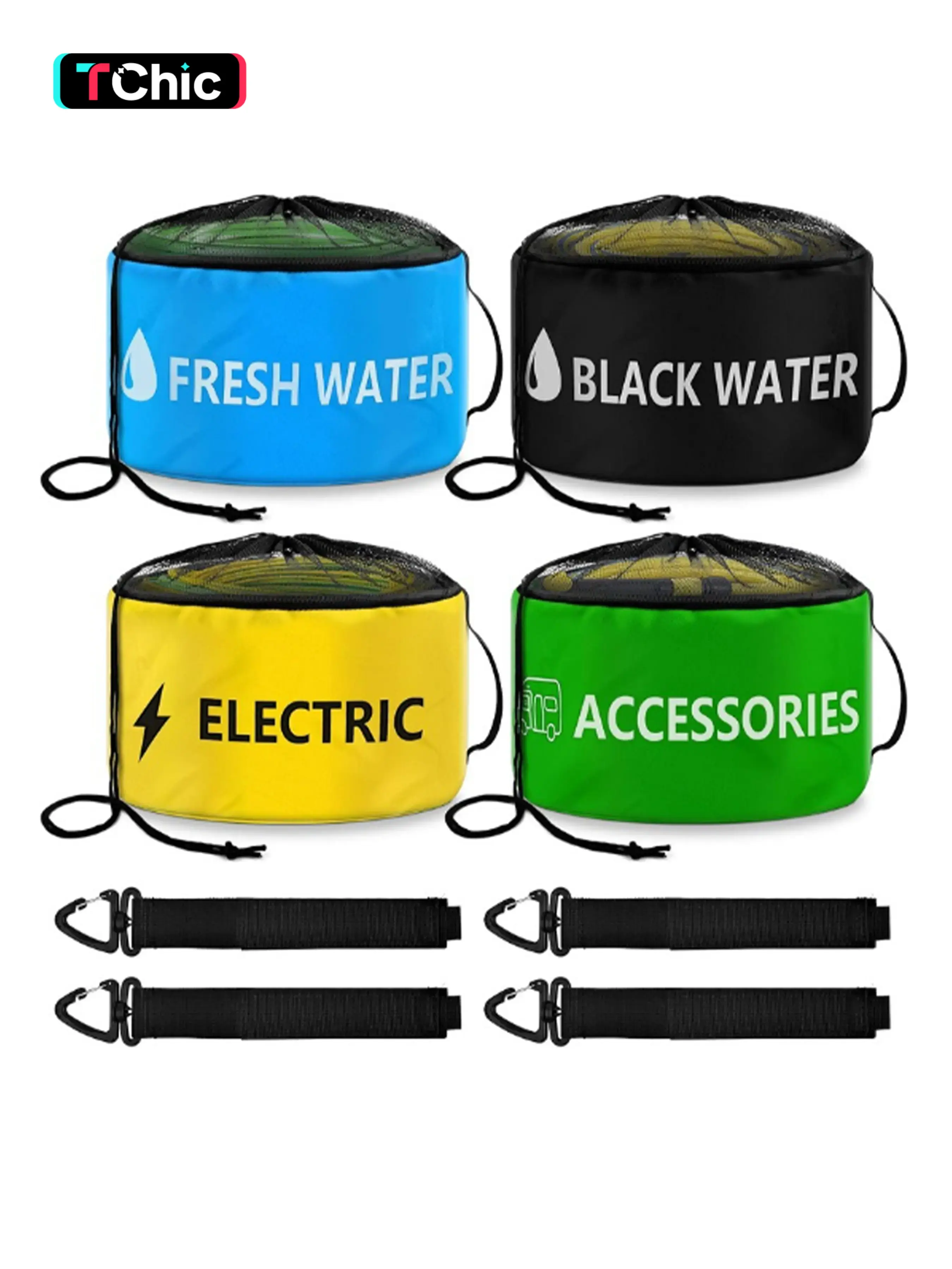 RV Hose storage, 1/4-PACK RV Hose Storage Bag with Waterproof RV Hose Storage, RV Accessories Bag, RV Utility Bag, RV hose bag for Fresh/Black Water Hoses, Electrical Cords & RV Accessories, Multifunctional Storage Solution, Organizing Tools