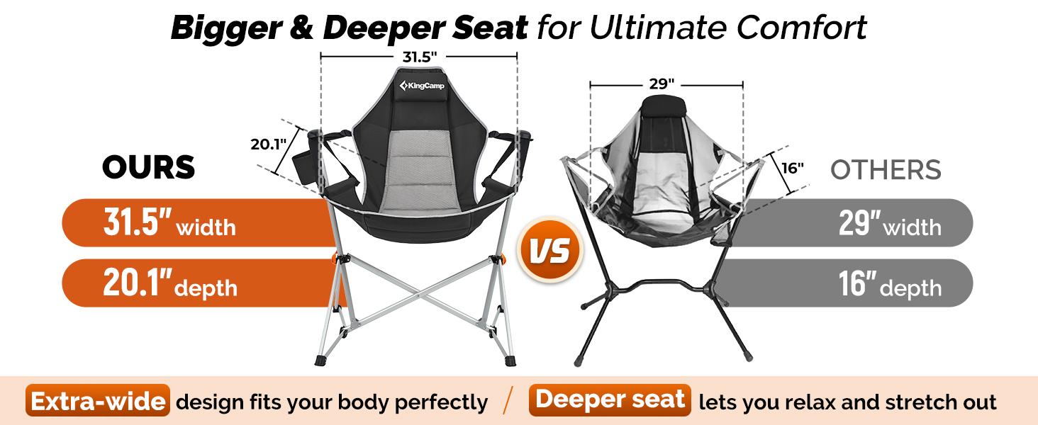 KingCamp Hammock Chair with Footrest – Heavy Duty Swinging Rocking Camping Chairs for Adults up to 400lbs, Folding Portable Oversized Rocker with Cup Holder & Pillow for Outdoor Beach Lawn RV Sports