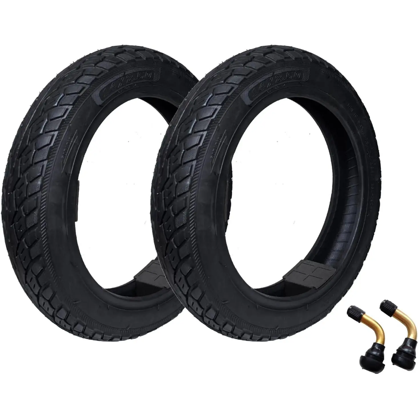 2 Pack 14x2.50 Tubeless Tire 2.50-10 60/100-10 Dirt Bike Tire with 2 Valve Stems Fit for Motorcycles Electric Scooter, Dirt Bike, Kids Bike Ebike Tyre