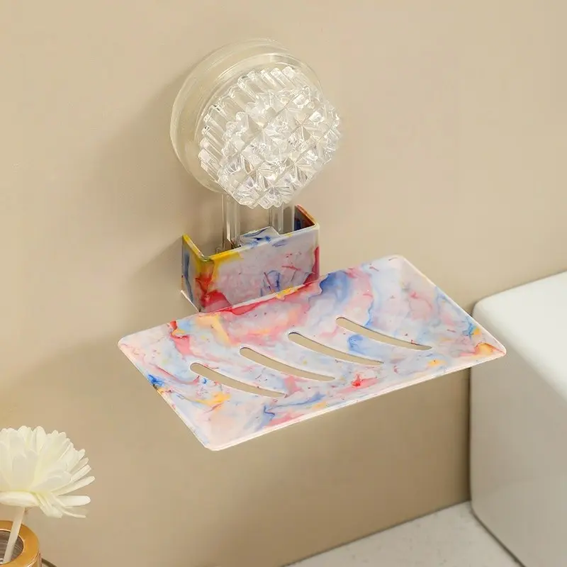 Soap Holder Soap Rack Bathroom Non-Drill Storage Shelf Wall-Mounted Suction Cup, Home Use Wall-Mounted Soap Dispenser Organizer