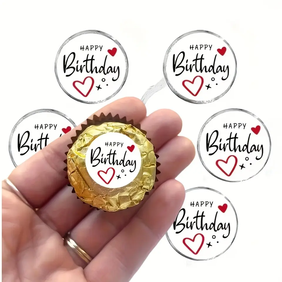 200 Chocolate Candy Labels, Birthday Kiss Stickers, Heart Design, Party Decor, Christmas Gift Tags, Elegant Celebration Labels