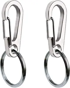 2-Count Stainless Steel Heavy-Duty Quick Dog Tag Clips - 2 Sizes, Easy-to-Use Fetching/Jumping Pet ID Tag Holder for Collars & Harnesses