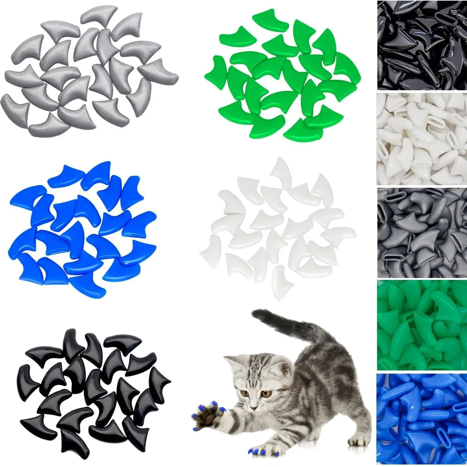 100pcs Boy Cat Nail Caps, Cat Nail Covers Cat Claw Covers for Boy Cat with Adhesive Glue and Applicators, Size M