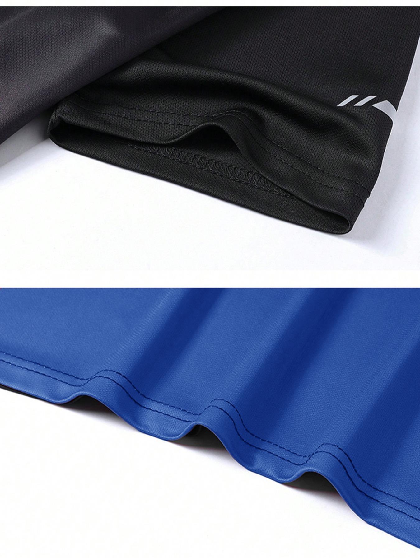 Men's Ombre Print Short Sleeve Tee, Gym Tees, Sporty Breathable Quick Drying T-shirt for Outdoor Running Gym Training, Casual Top for Daily Wear