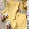 Women's Button Front Sleeveless Top & Shorts Set, Casual Comfortable Two-Piece Set, Fashion Chic Vacation Ensemble Outfit #GLOBAL PICKS