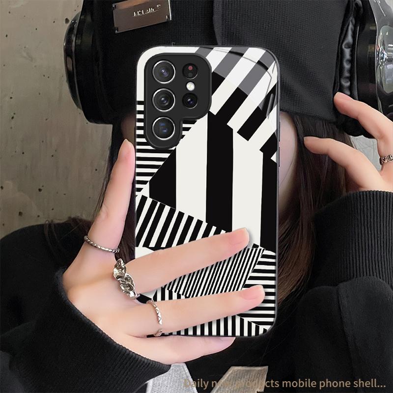 Phone Case: Creative Black and White Striped New Phone Case for Samsung Galaxy S26 S25 S24 S23 S22Pro S21 S20 Fe Plus Ultra Pro A56 A55 A54 A53 A52 A51 A36 A35 A34 A32 A26 A25 A24 A23 A16 A15 A14 A06 A05 A03s