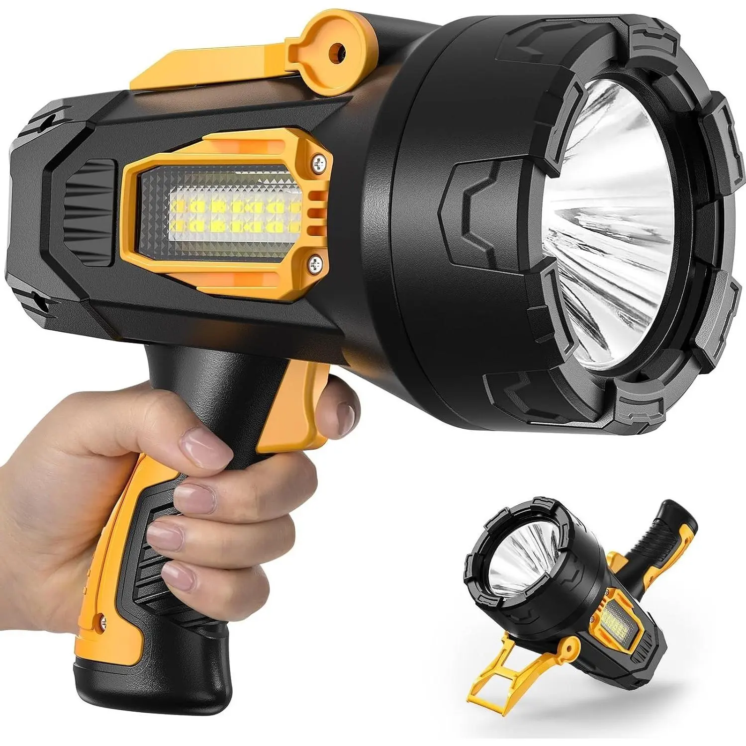 Rechargeable Super Bright 2,000,000 Lumens LED Handheld Spotlight with COB Light, Long Lasting Large Outdoor Flashlight for Hunting Boating CampingGift