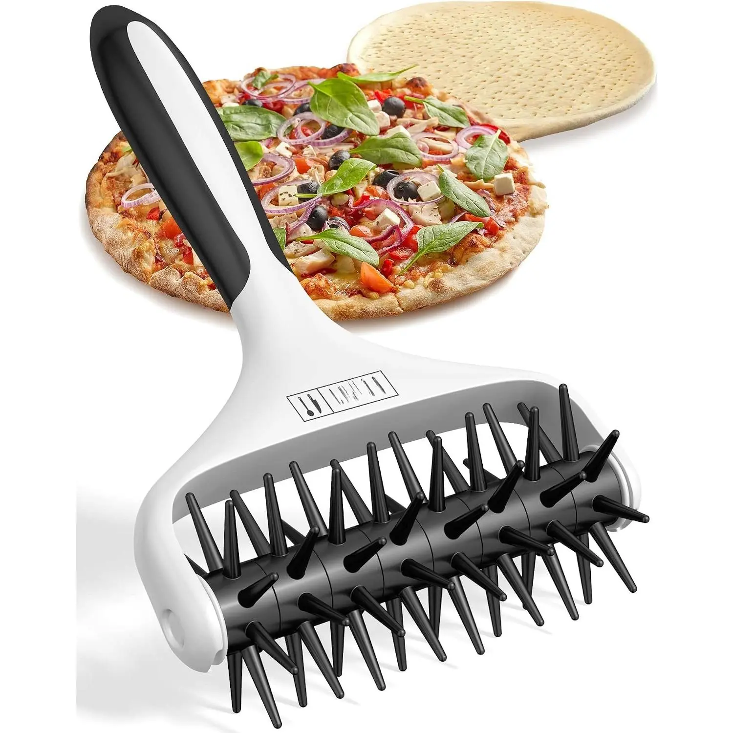 Pizza Dough Docker Pastry Roller with Spikes, Pizza Docking Tool for  & Commercial Kitchen - Pizza Making Accessories that  Dough from Blistering, Black