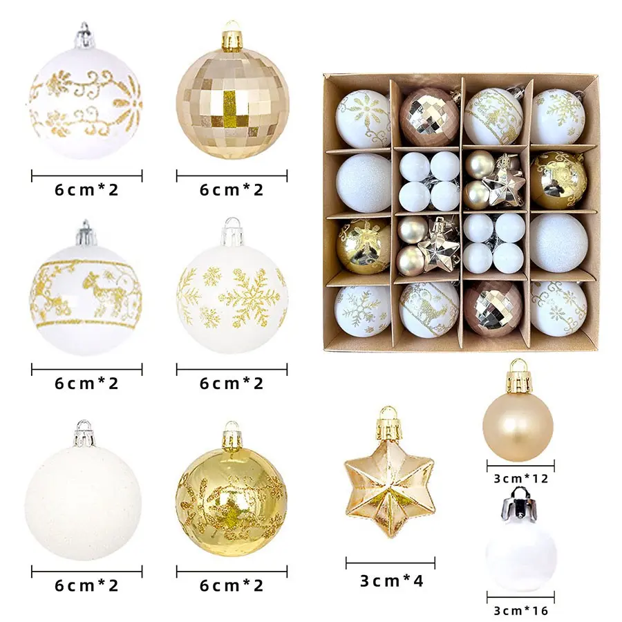 Christmas Electroplated Light Ball Set, Plastic Painted Christmas Balls, Ornamental Hanging Decorations for Christmas Tree