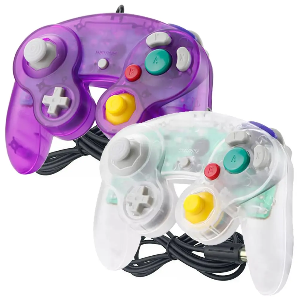 Gamecube Controller, 2 Pack NGC Classic Wired Controller for Wii  cube Console (Clear  and Clear White)