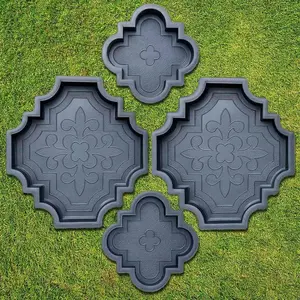 4 Pcs Large Plastic Concrete Cement Molds, Durable Reusable Brick Making Form Molds