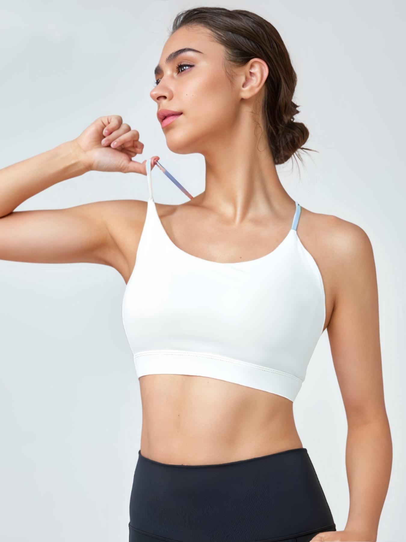 Women's Patchwork Print Sports Bra, Casual Comfortable Breathable Racerback Crop Sports Top for Yoga Gym Workout, Ladies Sportswear for All Seasons, Activewear, Yoga Clothes, Fitness Clothes