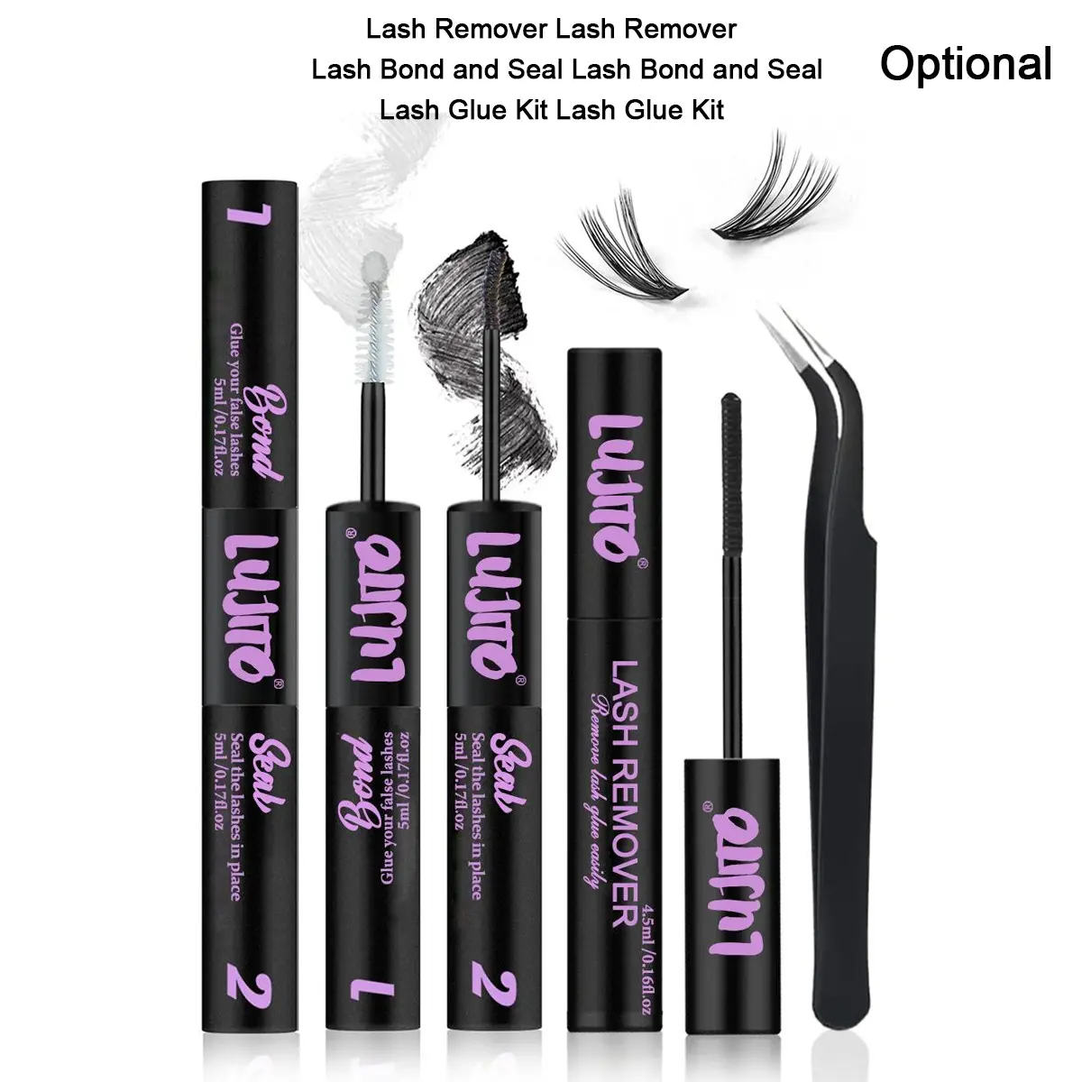 3pcs/set Lash Bond And Seal Kit, Lash Sealer, Eyelash Removal Set, 10ml Individual Lashes Glue And Seal DIY Lash Extension And Lash Glue Remover 4.5ml Kit With Eyelash Brush And Lash Tweezers, Hypoallergenic Cosmetic Glue for DIY Extensions and Makeup